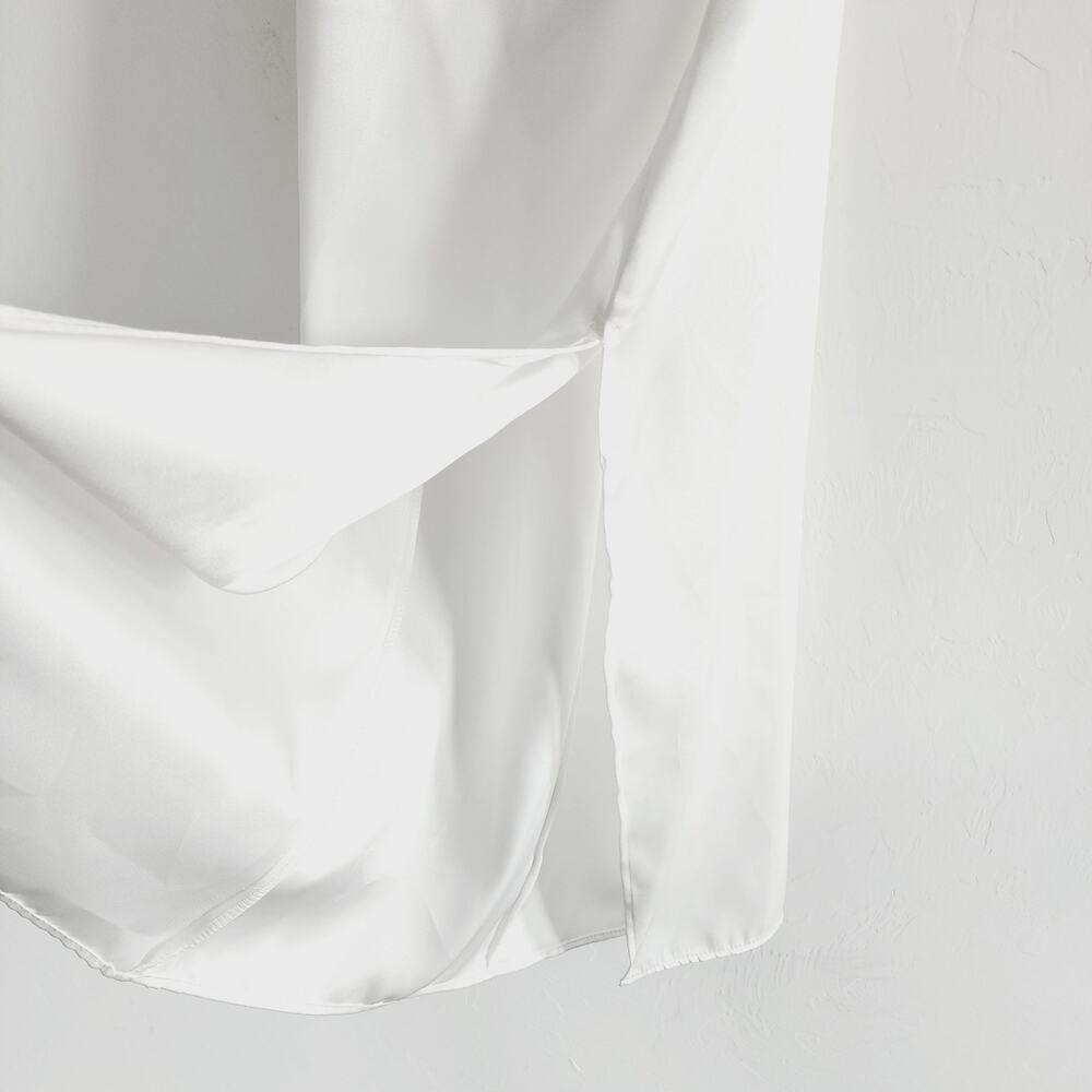 Zara White Satin Effect Spaghetti Strap Maxi / Midi Dress with Slit Size Small - Picture 9 of 11